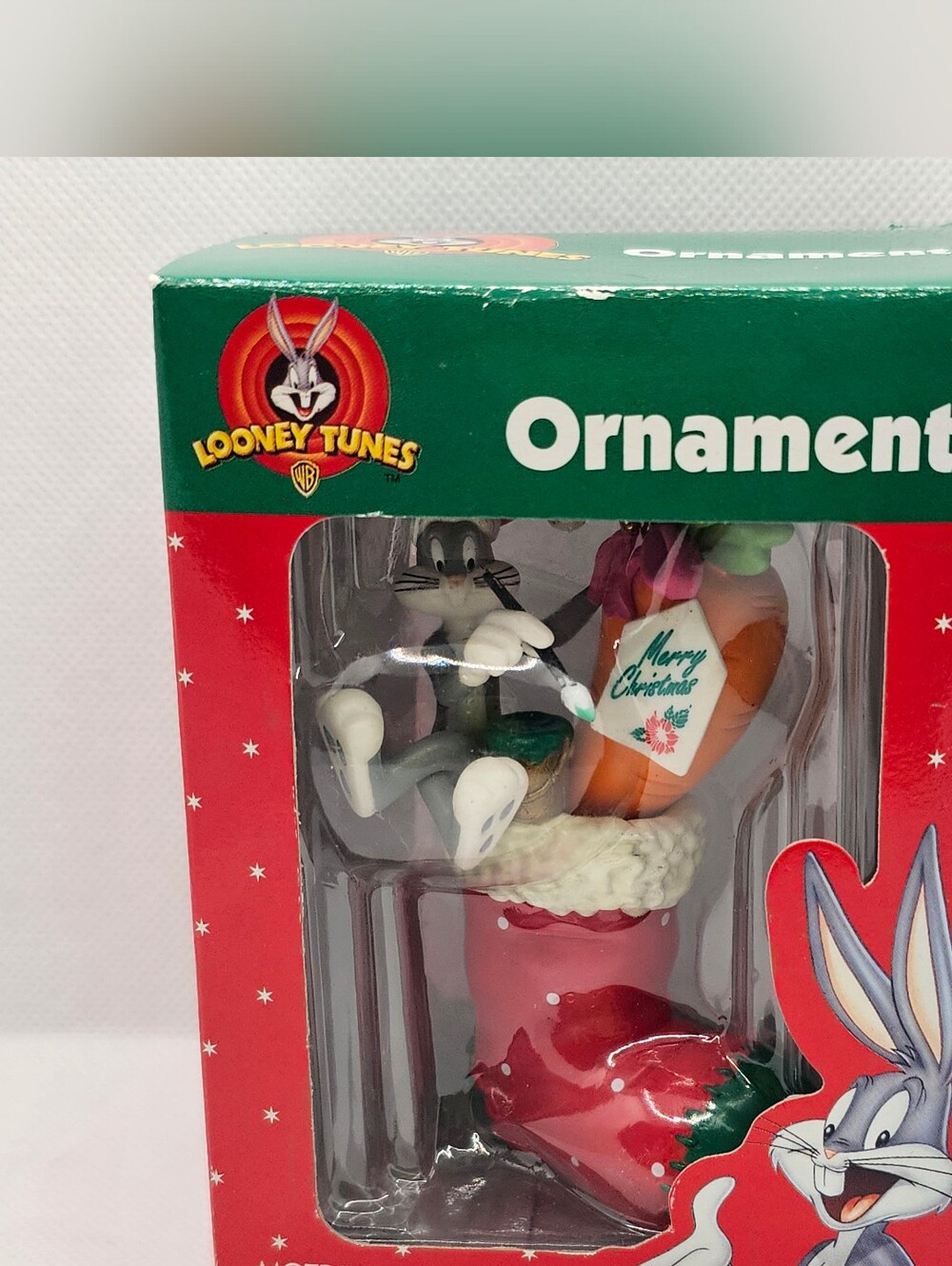 New Bugs Bunny Carrot Stocking Santa Christmas Ornament 1998 Looney Tunes Paint